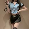 Sex underwear female pure desire cos extra spicy temptation uniform hollow short skirt split role-playing policewoman uniform