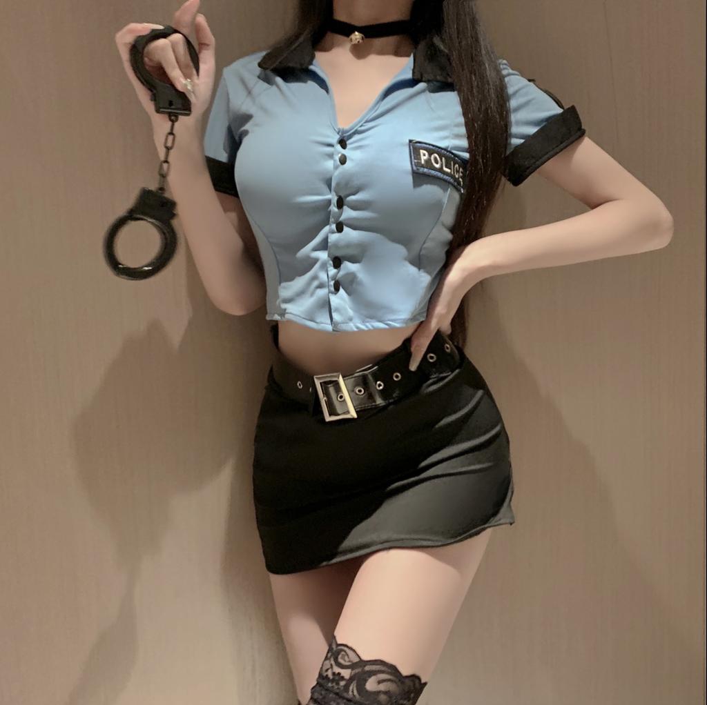 Sex underwear female pure desire cos extra spicy temptation uniform hollow short skirt split role-playing policewoman uniform