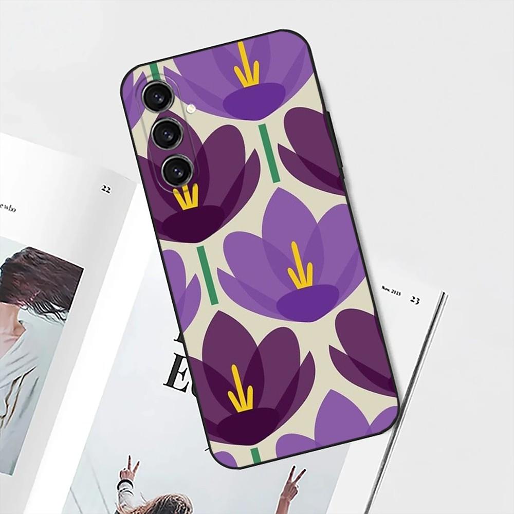Multi Stem Orla K-Kiely Folio Phone Case For Samsung S25,S24,S21,S22,S23,S30,Ultra,S20,Plus,Fe,Lite,Note,10 Black Soft Shell