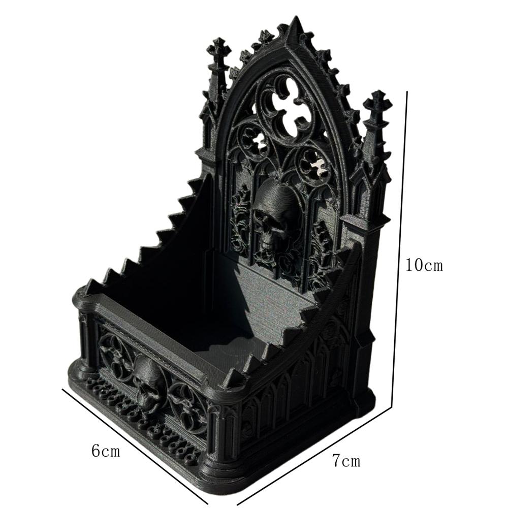 3d Printed Gothic Style Skull Shape Throne Exquisite Patterns Cool Jewelry Container Figure Home Decor Desk Decoration
