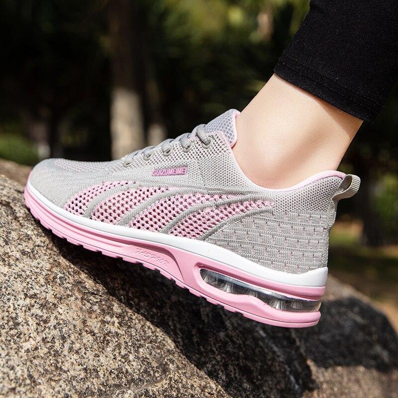 Damen Laufschuhe Atmungsaktive Damen Sneakers Air Mesh Kissen Tennis Damen Sportschuhe Outdoor Schnürschuhe Trainingsschuhe