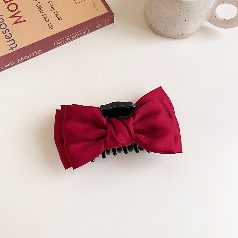 Solid Color Fashion Double-sided Bow Tie Grab Shark Clip Curly Hair Clip Back Head Headdress Hair Accessory Grab Clip Gifts