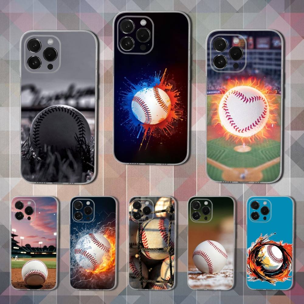 Sport Art Baseball Phone Case For iPhone,14,13,12,15,Pro,Max,Plus,11,17,16,X,XS,XR,SE,Mini Transparent Soft Cover