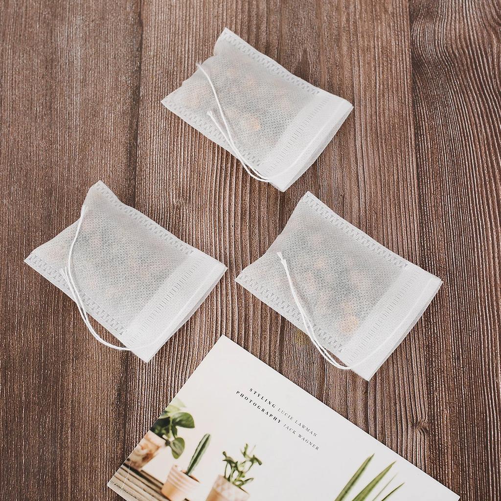 Tea Filter Bag 100Pcs Non-Woven Fabric Odorless Multipurpose Fine Mesh with Drawstring Design for Loose Leaf Tea Home Office