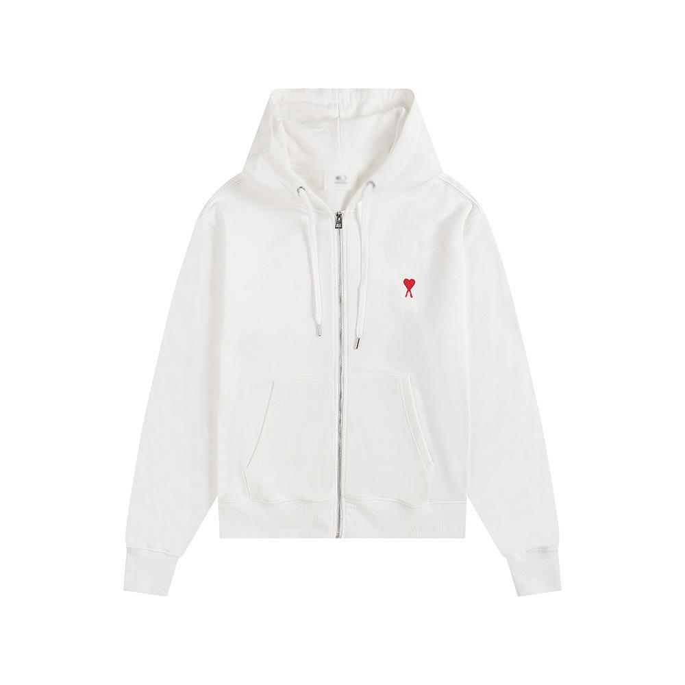 AMI CLAMS Unisex Hoodie with Embroidered Heart & Zippered Pocket - Autumn/Winter Casual Jacket
