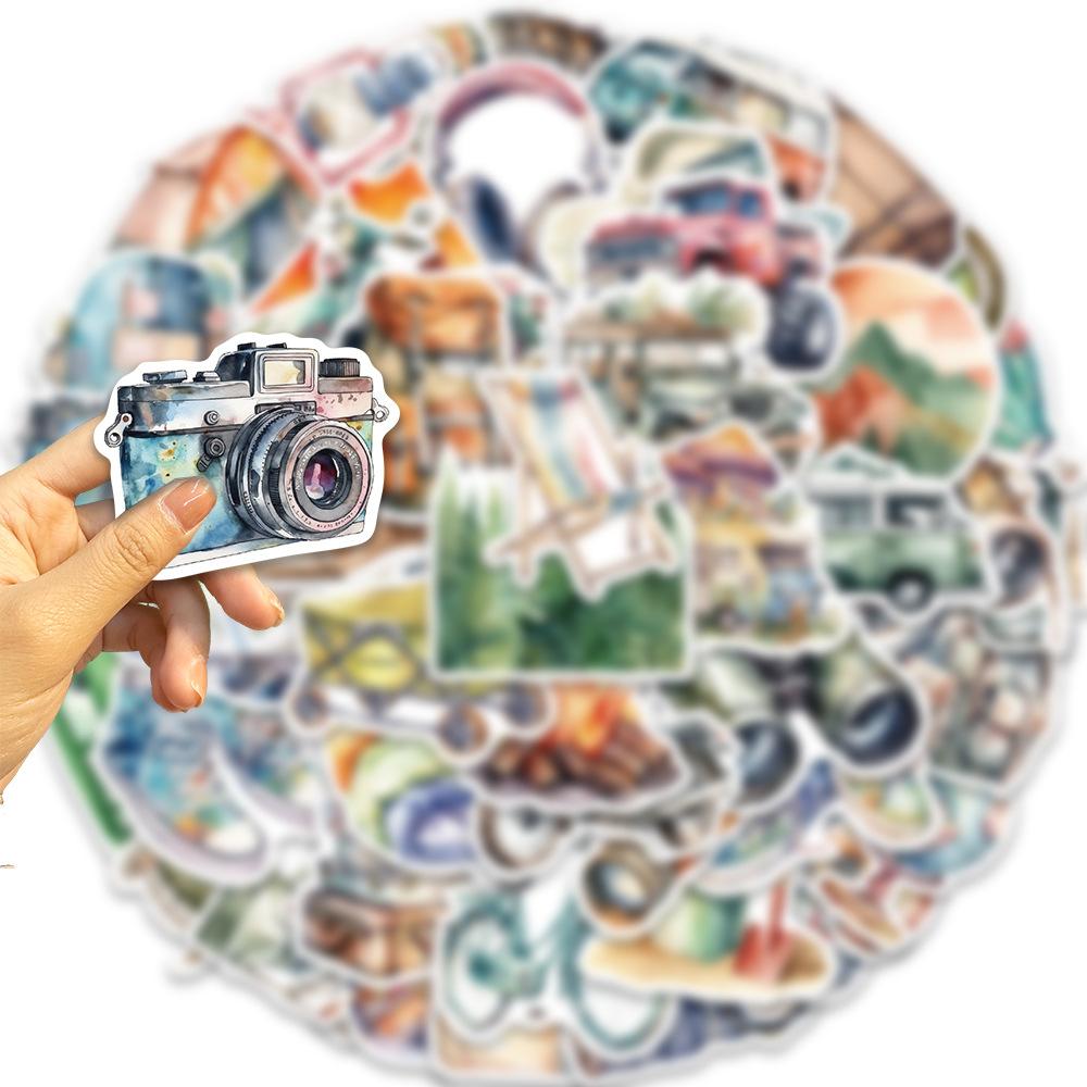 50 Watercolor INS Outdoor Graffiti Stickers Personalized Decorative Guitar Notebook Suitcase DIY Waterproof Stickers