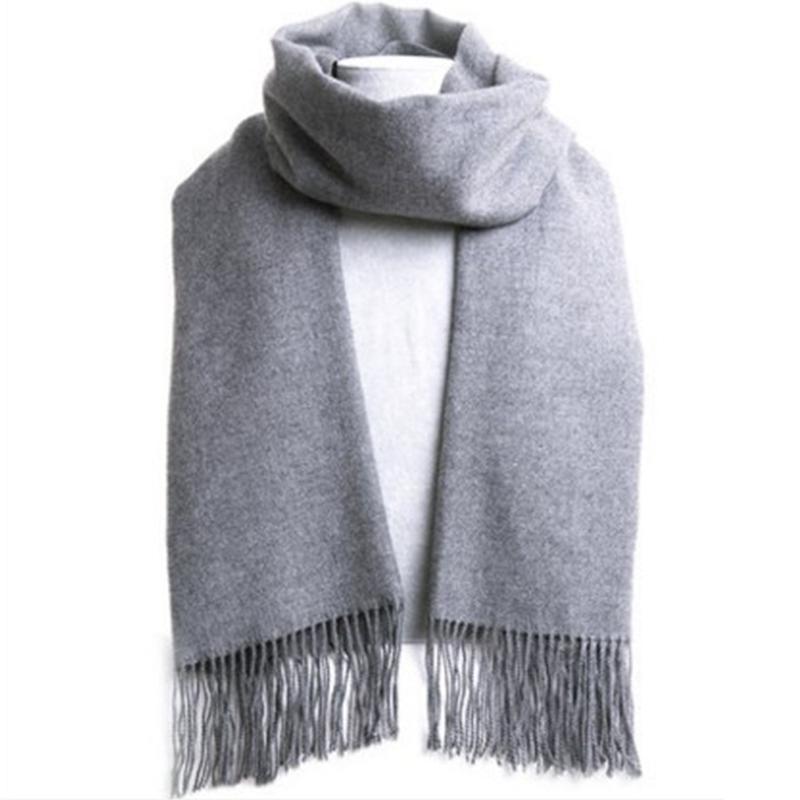 Eșarfe de lână de iarnă moale și cald cașmir șal îngroșat lung Tassel șal cald eșarfă de culoare solidă femei bărbat eșarfă