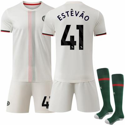 Teens Kids Adults Football Kits Sport Training Jersey Set with Socks 25/26 Chelsea Away #41 Estêvão