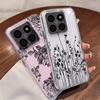 Black Line Floral Pattern Case For Xiaomi Redmi Note 15 Pro 4G Funda Redmi Note 14 13 Pro 5G Clear TPU Silicone Soft Cover