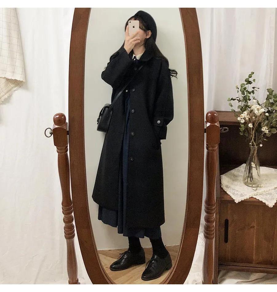 Women's Plus Size Korean Style Woolen Overcoat - Mid-Length, Slimming, Thickened for Autumn/Winter 2025.