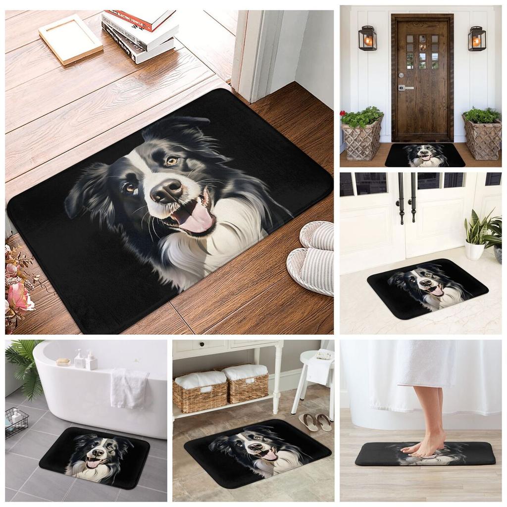 Border Collie Non-slip Doormat Floor Mat Cushion Carpet Rug for Kitchen Entrance Home Living room Footpad Mats