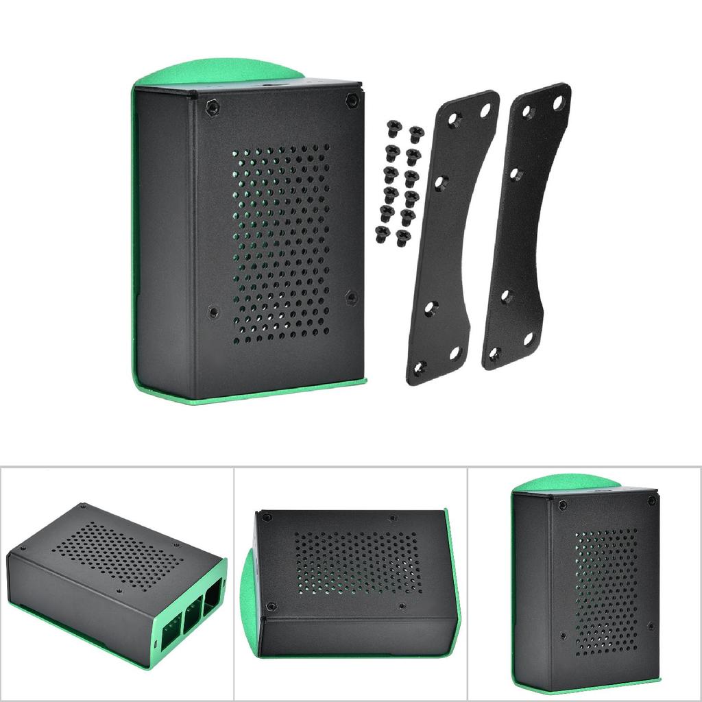For 4 Model B Black Aluminum Case Box Enclosure with Heatsink Bracket (Black)