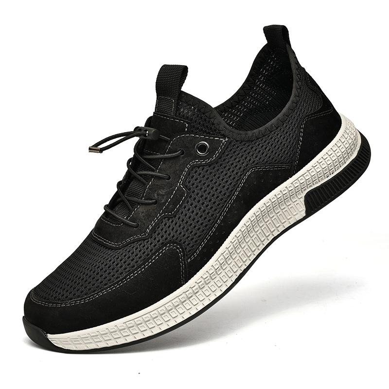 

Fashion Summer Men Casual Leather Slip On Sneakers Fashion Lightweight Breathable Thick Bottom Walking Footwear for Travel Outdoor Shoes 38 чёрный