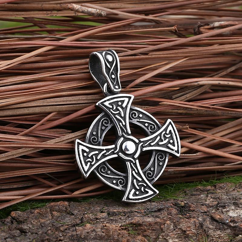 Rune Multi-Style Stainless Steel Amulet Shield Knot&Compass Pendant Necklace Men's and Women's Accessories Party Gift