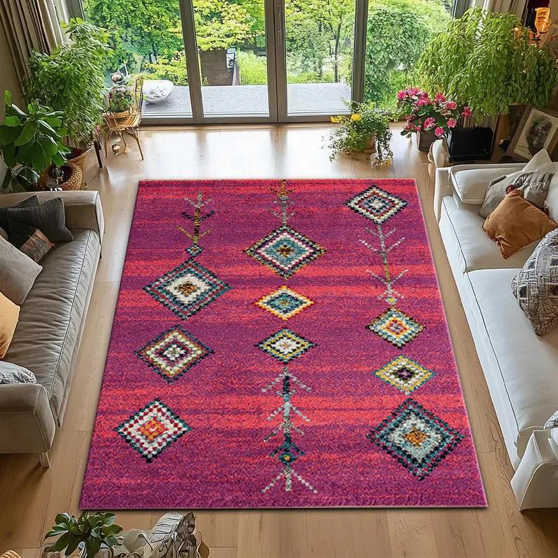 Persian Vintage Carpet Handmade Moroccan Rug Living Room Bedroom Decorative Floor Mat Non Slip Soft Rugs