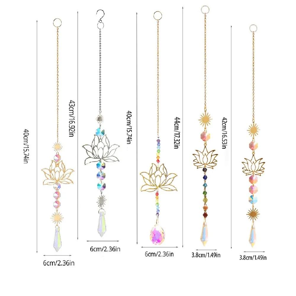 Crystal Lotus Hanging Wind Chimes Stained Glass Suncatcher Sun Catcher Room Pendant Decor Balcony Yard Aesthetic Landscape