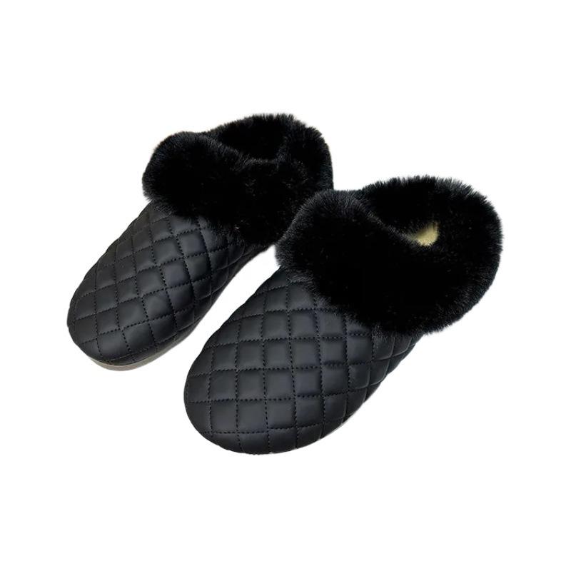 Autumn and Winter New Velvet Cotton Slippers Women's Household Indoor Thick Bottom Non-slip Plush Warm and Comfortable Slippers