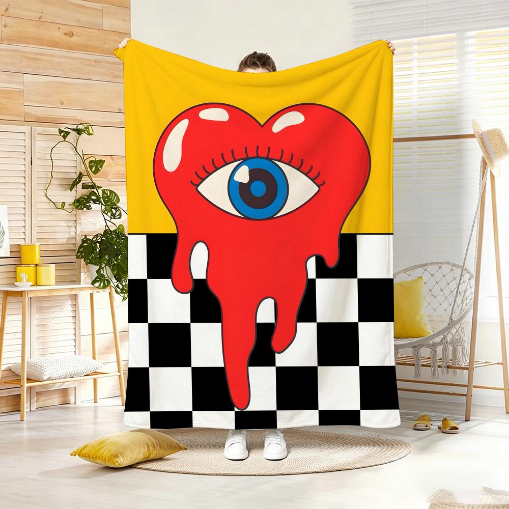 Artwork P-Psychedelic All Seeing Eye Throw Lightweight 240g Flannel Blanket Soft Skin-friendly for Summer Cooling