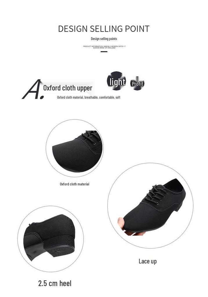 Men's Oxford Cloth Soft Sole Dance Shoes for Square, Foxtrot, and Modern Waltz