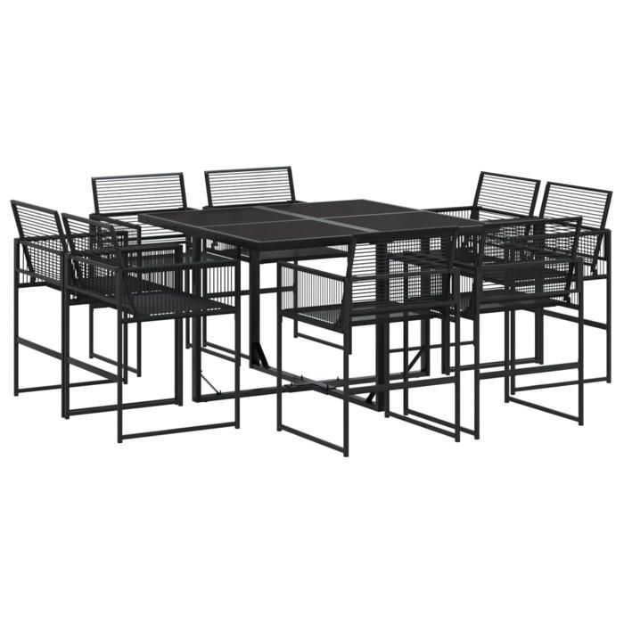 VidaXL Garden Dining Set 9 Pcs Black Wicker, Outdoor Dining Set, Dining Furniture 3295038