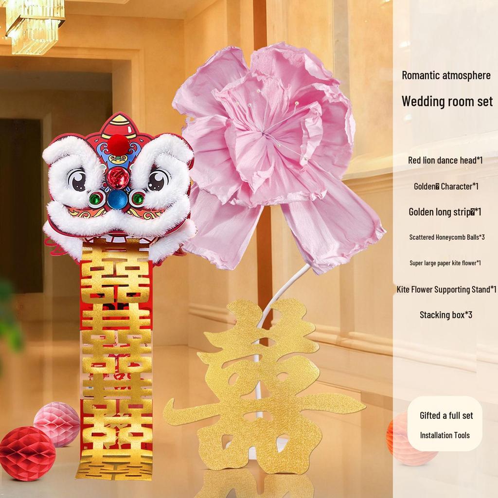 Wedding Decoration Set: Bride’s Bedroom, Living Room & Photography Props with Origami Lion Ornaments