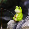 Animal Garden Statue Resin Cat Fishing Figurines Sculpture Frog Fishing Duck Fishing Yard Art Ornament For Fairy Garden Patio