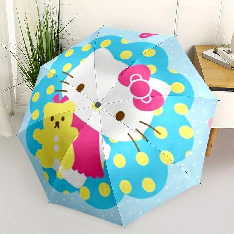

1pc Hello Kitty with Yellow Cat Umbrella with Plastic Handle,Suitable for All Seasons Home Travel Outdoor UmbrellaSanlio714