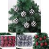 Elegant 7cm Black And White Checkered Christmas Ball Ornament Set For Festive Decor