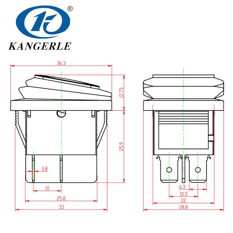 High-Power Waterproof Boat-Shaped Rocker Switch with Light