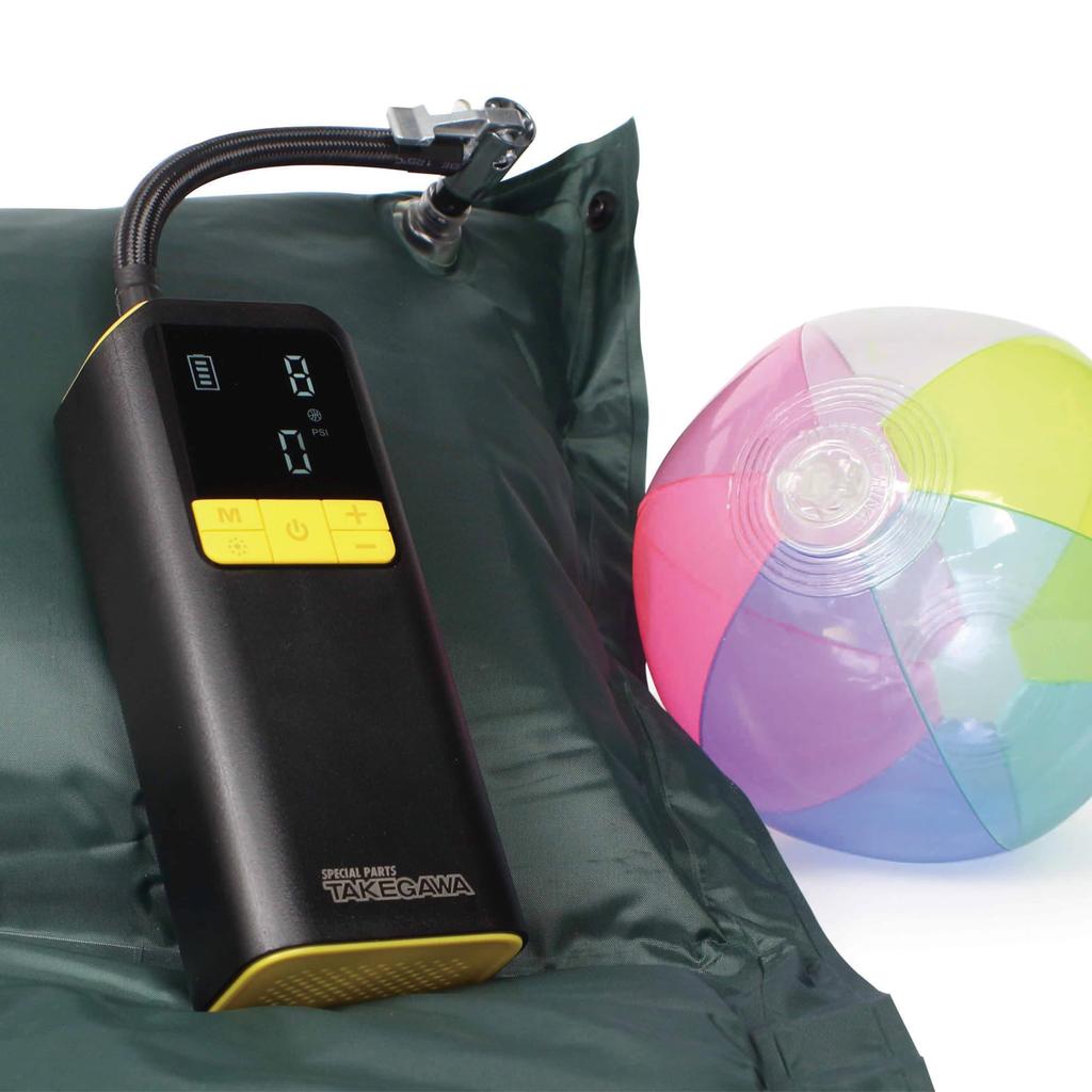 Spezialteile Takegawa e-Luftpumpe (Elektrische Luftpumpe) (4000mAh/19L/min) (5V / 2A) Universelles Modell 08-02-0047, Elektrische Luftpumpe für Autos, Fahrräder, Motorräder