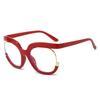 TEMU popular fashion glasses frame female, personalized half frame glasses frame Internet celebrity flat mirror anti-blue light