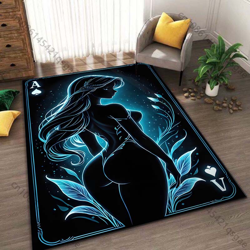 1PC Pretty Girl Cards Printed Carpet for Living Room Bedroom Bedside Bathroom Floor Mat Area Rugged Sofa Mat Home Decor