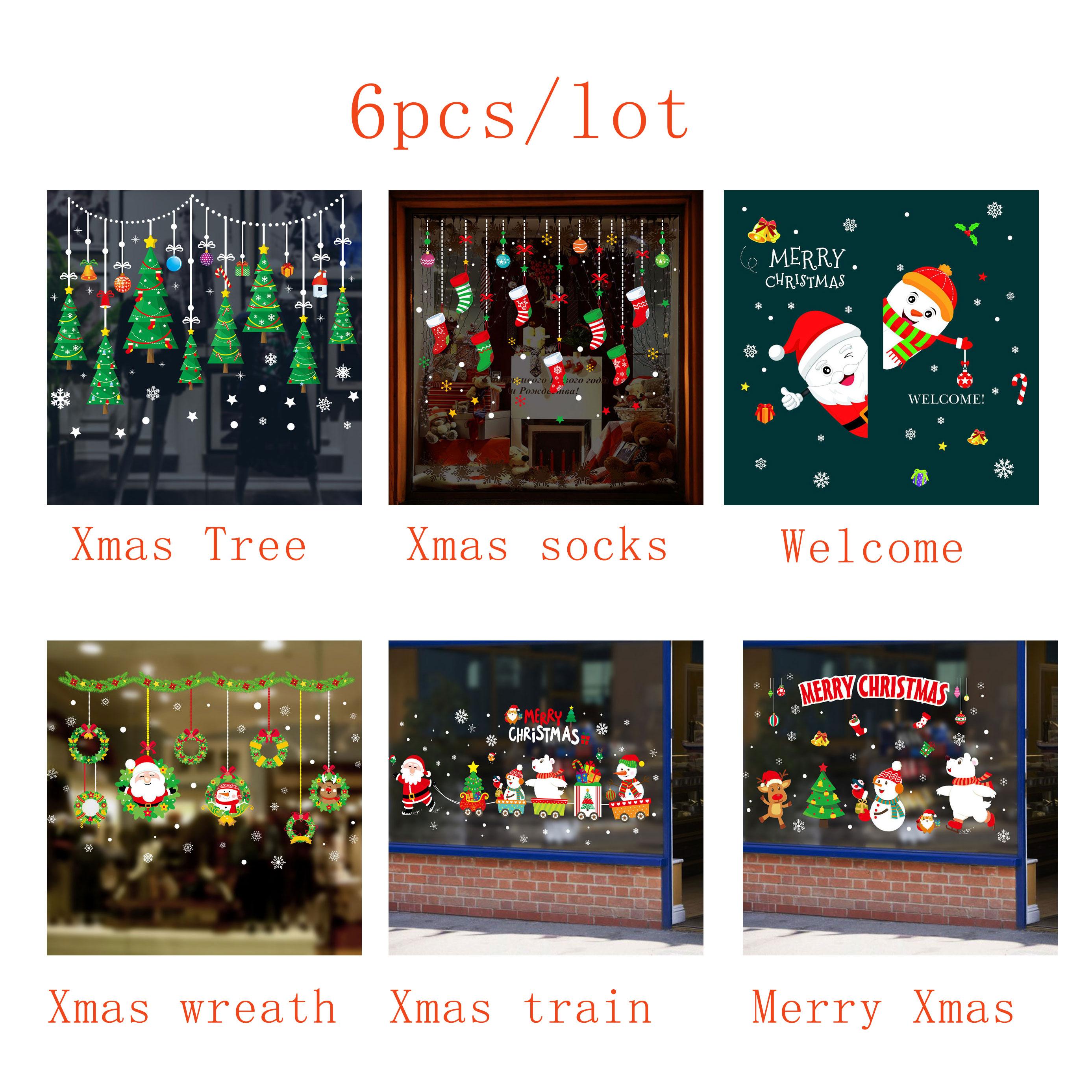 

Christmas PVC Clings Stickers For Wall And Window Glass Store Showcase 2025 New Year Merry Xmas Decals Festival Party Decoration 45X60CM