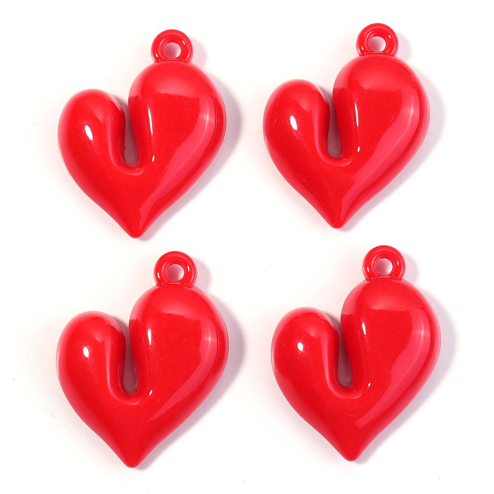 4Pcs Irregular Heart Shape Acrylic Beads Charms Colorful Pendant Loose Beads For DIY Bracelet Necklace KeyChain Jewelry Findings