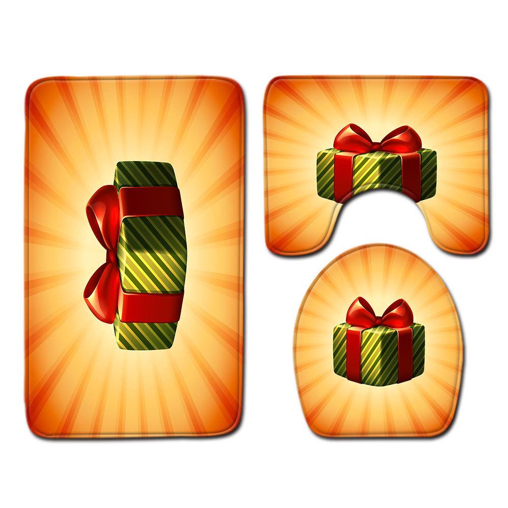 Christmas Bathroom Floor Mat Toilet Three-Piece Set