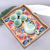 Mandala Pattern Wood Serving Food Trays With Side Handles Large Capacity Housewarming Christmas Gifts For Restaurants Homes