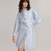 Elle Commuter Minimalist Comfortable Elegant Long Sleeve Dress Women dresses Blue EL40053