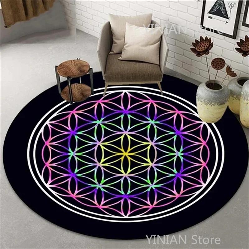 Geometry Round Carpet Cushion Living Room Bedroom Floor Mat Doormat Sofa Computer Chair Area Rug Dropshipping Wholesale