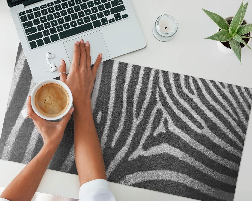 Modern Desk Pad with Original Zebra Stripes Print 90x45 Cm