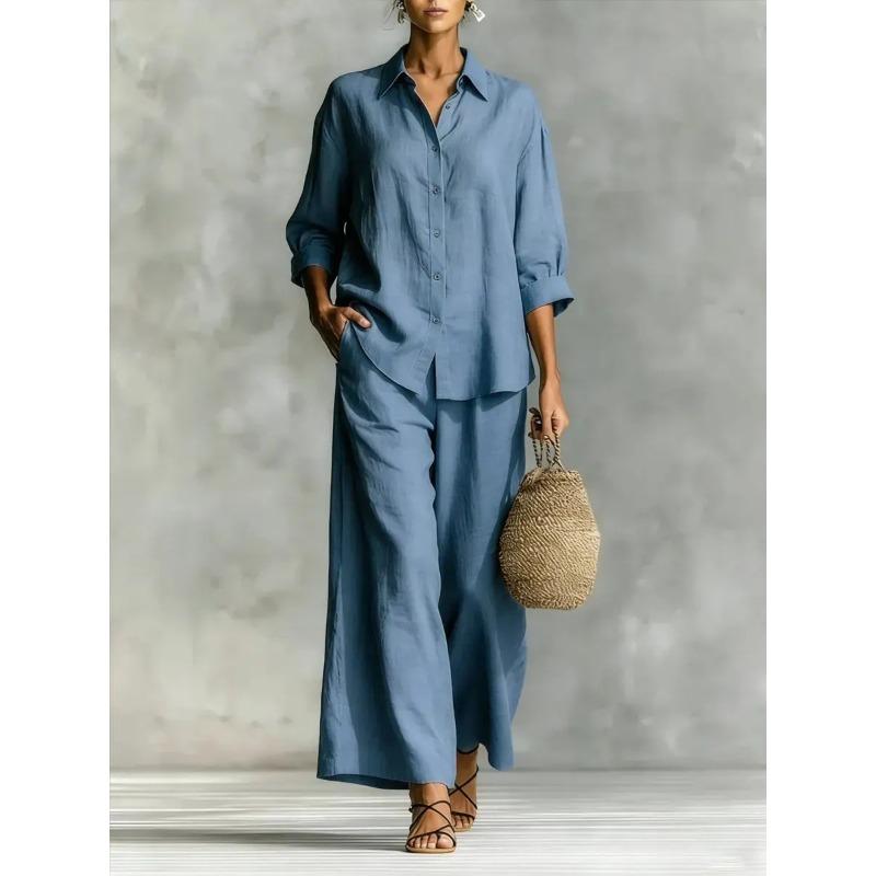 TIFICY Pantaloni da donna moda casual primavera autunno stampa tinta unita manica lunga collo a polo pantaloni tute