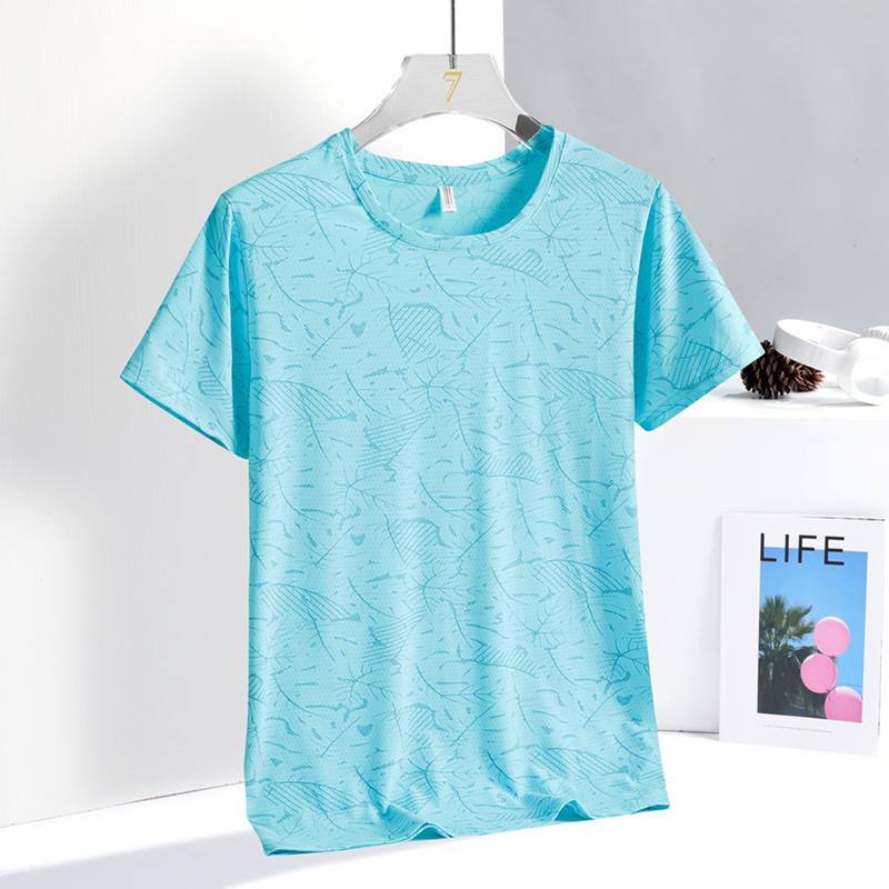 Ice Silk T-shirt for Women, Summer Quick Drying Sports Fitness Short Sleeved Round Neck T-shirt, Ice Silk Women's Top