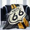 1Pz Coperta con motivo Highway 66, leggera per tutte le stagioni, per casa, ufficio, pisolino all'aperto, coperta multifunzionale