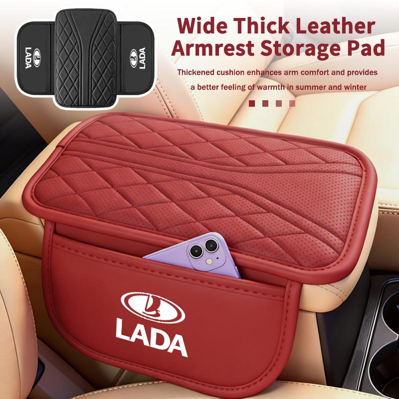For Lada Leather Car Armrest Storage Bag Auto Center Console Protective Pad Auto Accessories Niva Vesta 4X4 Largus Priora Granta NN63