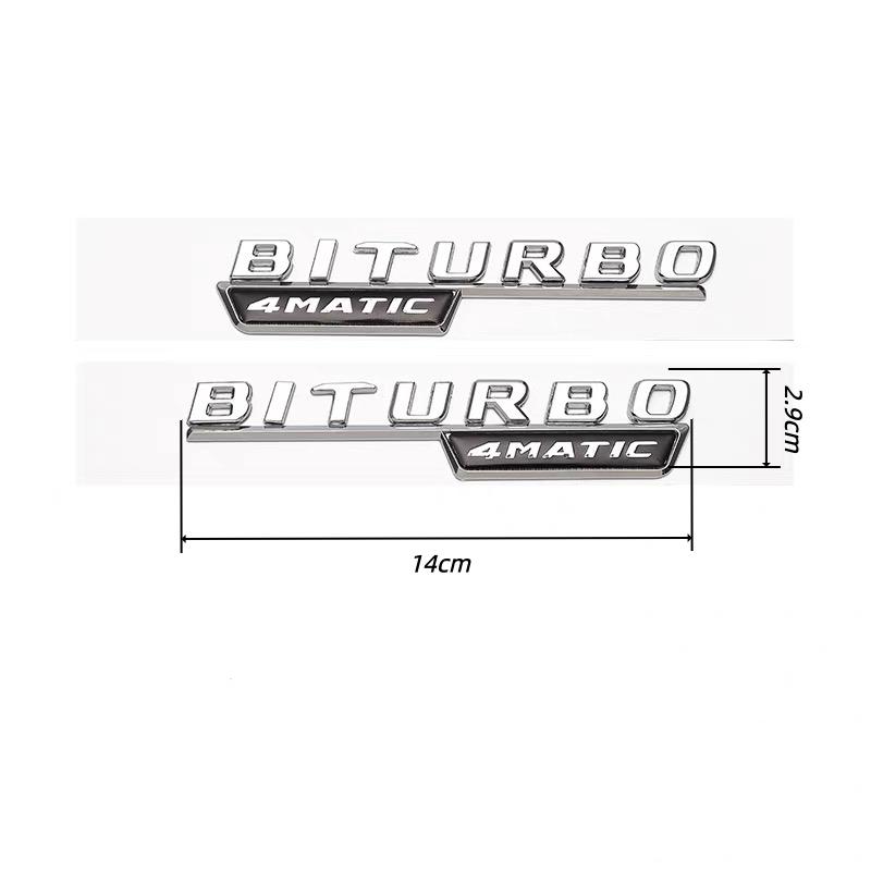 2pcs Car Letters Fender Trim Badge BITURBO 4MATIC Plus Emblem Sticker For C43 E43 GLE43 GLC43 W205 W213 Accessories