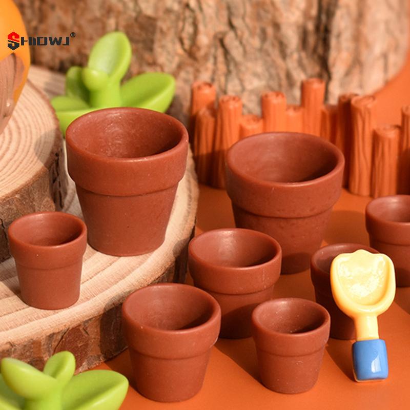 10pcs Mini Flowerpot Dollhouse Furnishing - Accessories To Enhance Doll House Decoration