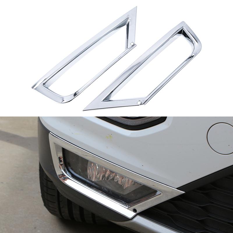 For Volkswagen VW T-ROC Troc 2018 -  Front Fog Light Cover 2Pcs Fog Lamp Frame Grille Decorative Sticker Styling Accessories