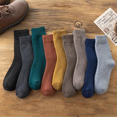 Men's Thickened Warm Socks Solid Color Towel Socks for Men Mid-tube Socks Terry Socks Long Socks Floor Socks