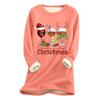 Women's Christmas Print Thick Plush Lambswool Warm Long Top