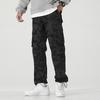 Men's Trendy Fleece-Lined Cargo Pants - Medium-Thick, Multi-Pocket, Plus Size, Loose Straight-Leg for Autumn/Winter