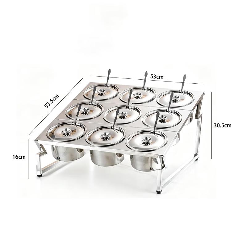 Stainless Steel 9-Compartment Condiment Rack with Lid
